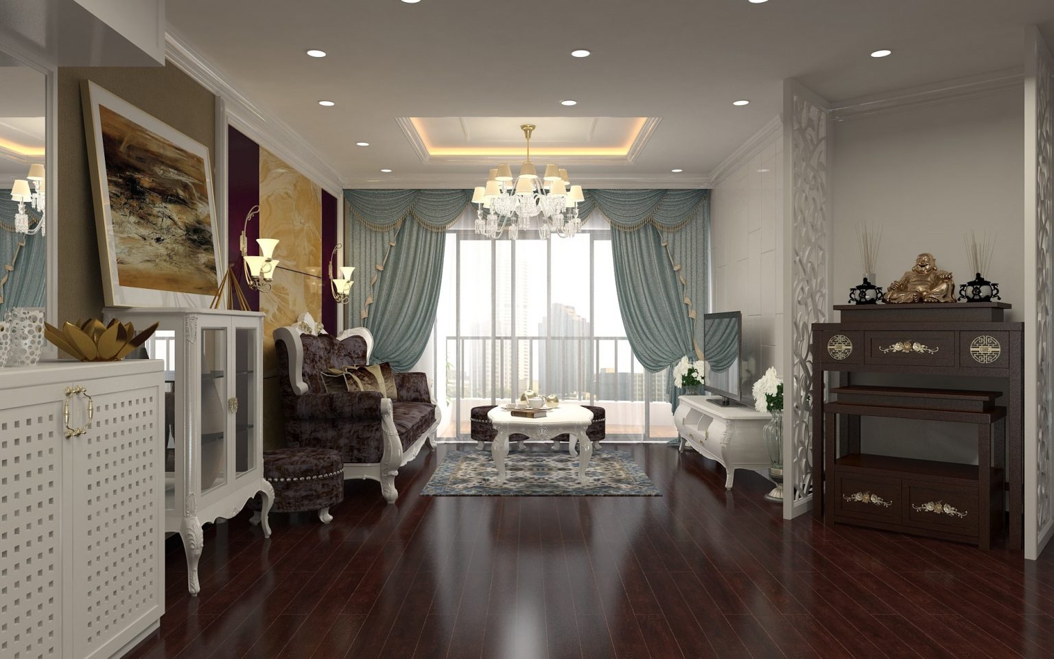 mẫu phòng khách nhà phố đẹp