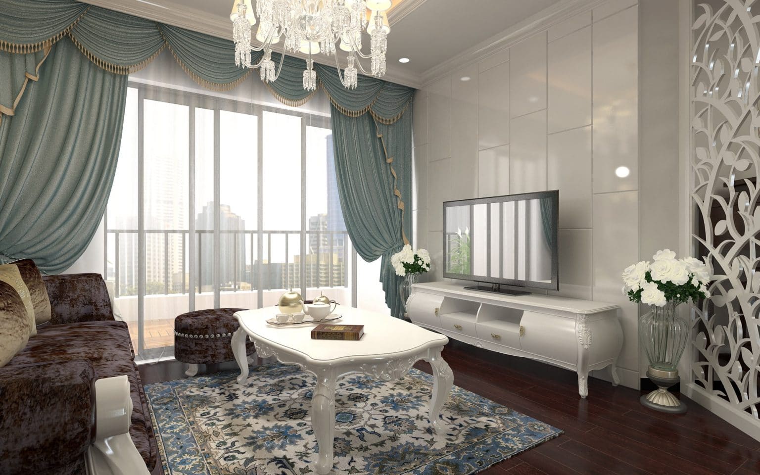 thiết kế nội thất phòng khách tân cổ điển