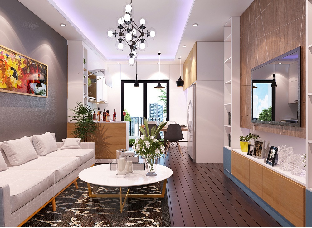 cách trang trí phòng khách nhà vuông