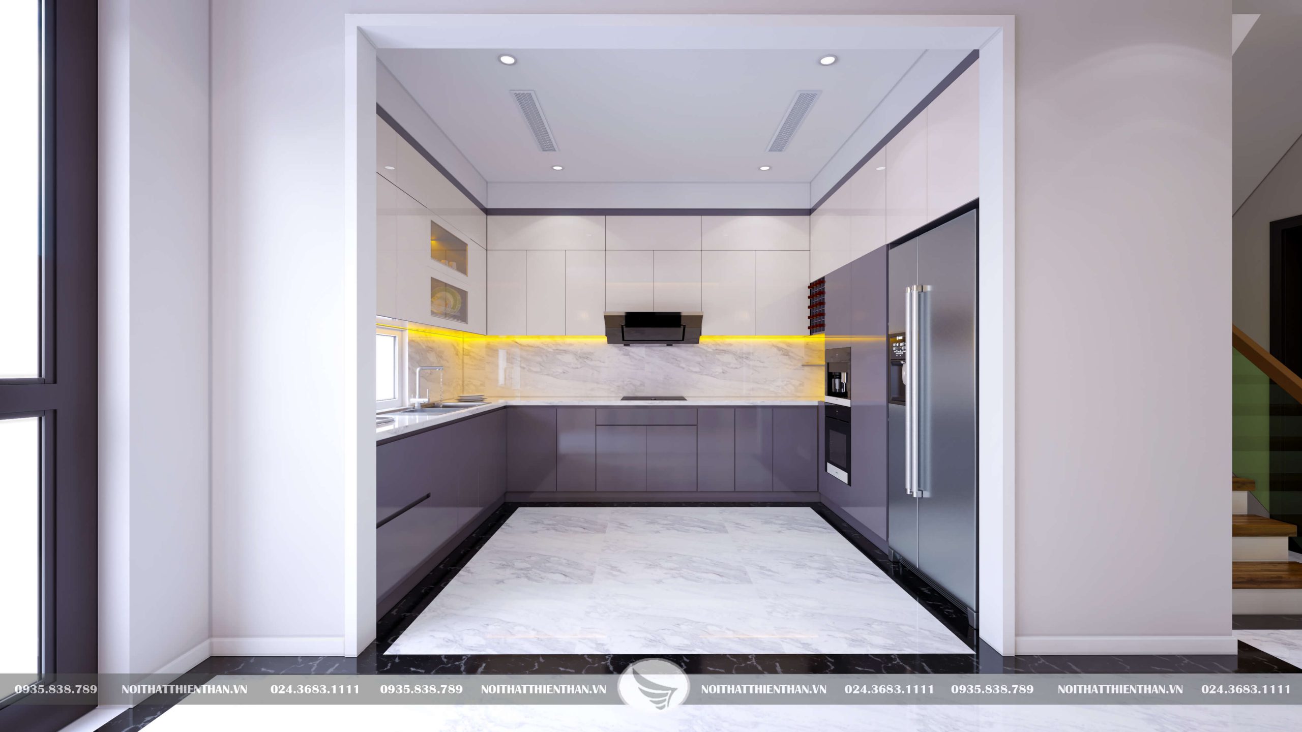 bố trí nội thất bếp chữ u khoa học 