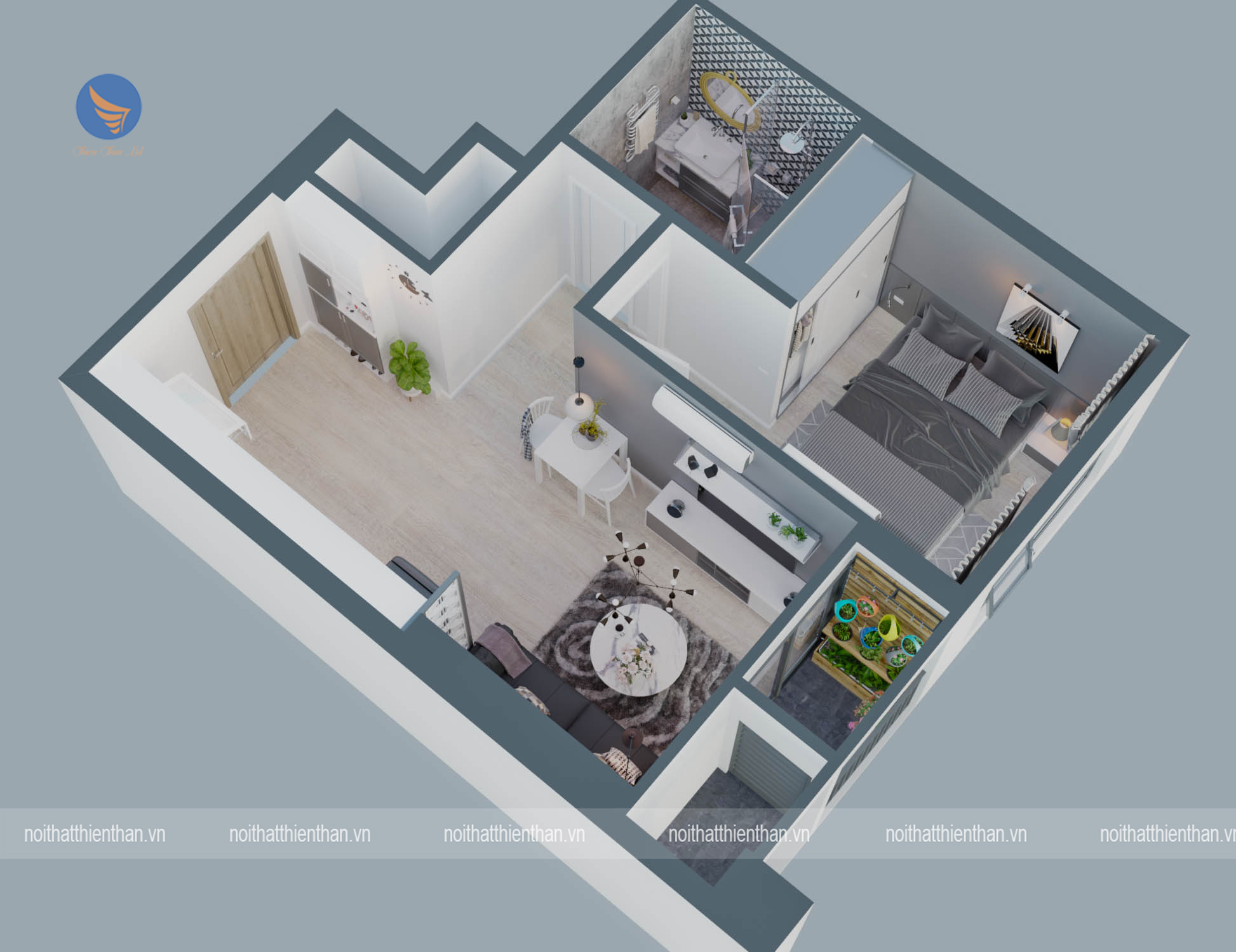 noi that chung cu dien tich nhỏ 1 phong ngu