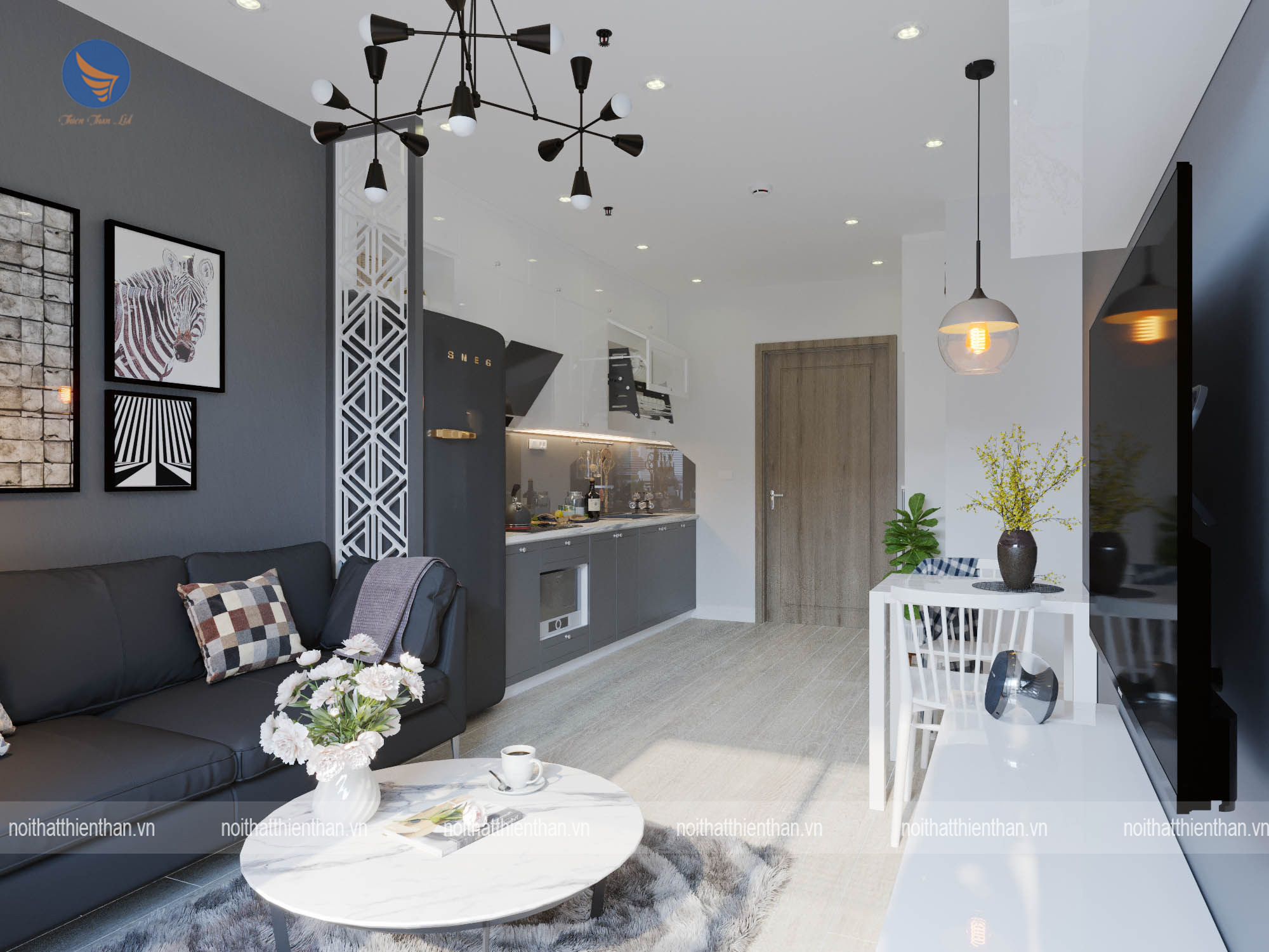 thiet ke noi that chung cu 1 phong ngu