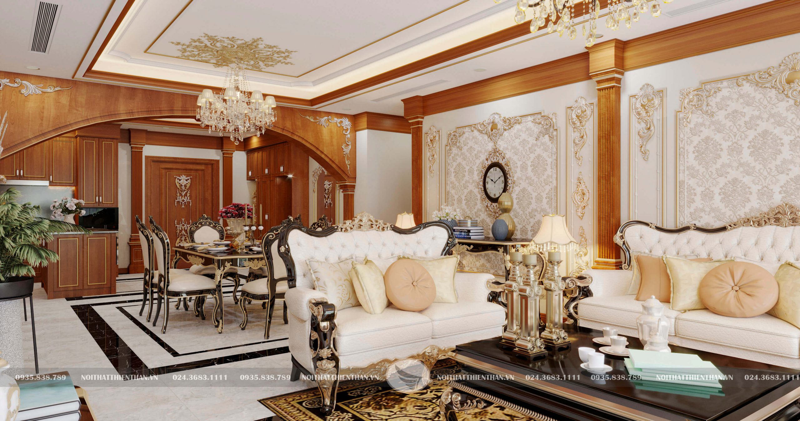 phòng khách sang trọng cổ điển