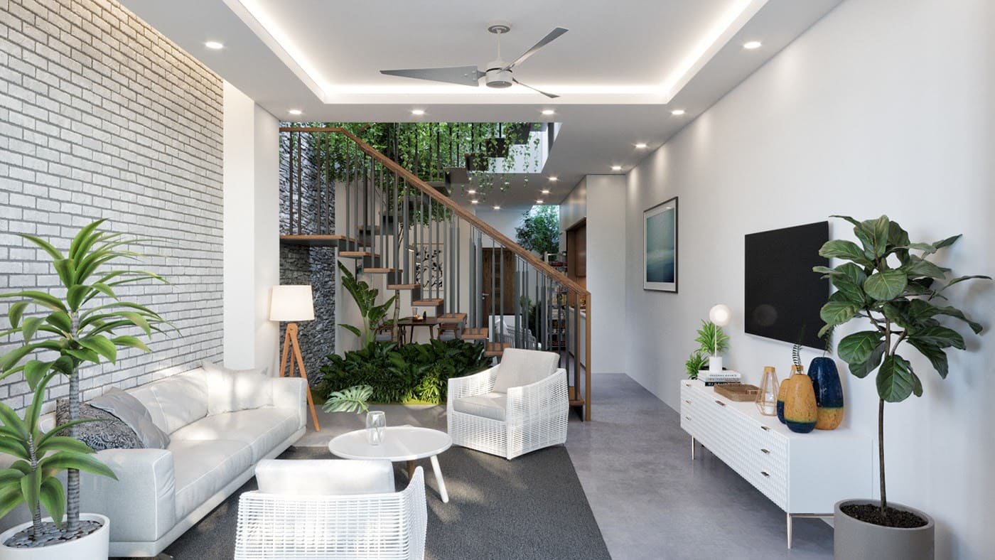 thiet ke noi that nha ong 2 tang co gieng troi